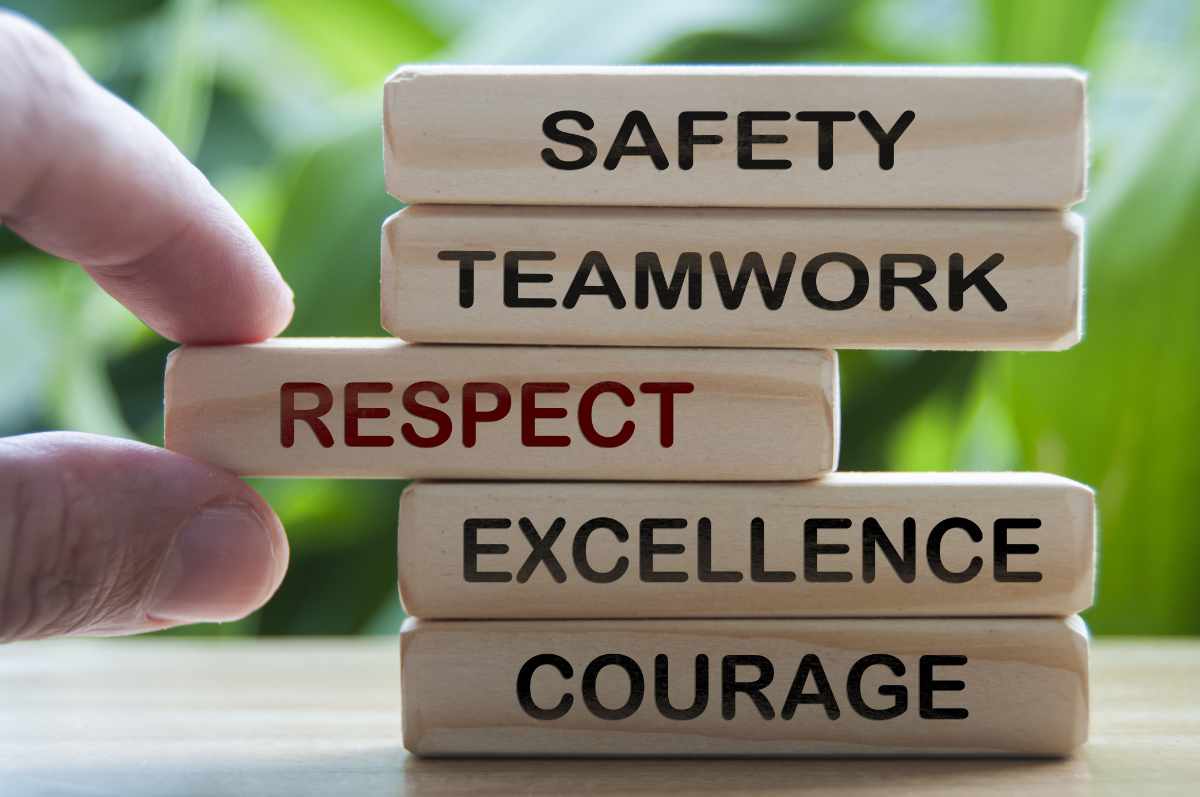 Safety, Teamwork, Respect, Excellence and Courage