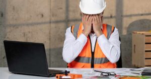 Engineer stressed and overwhelmed